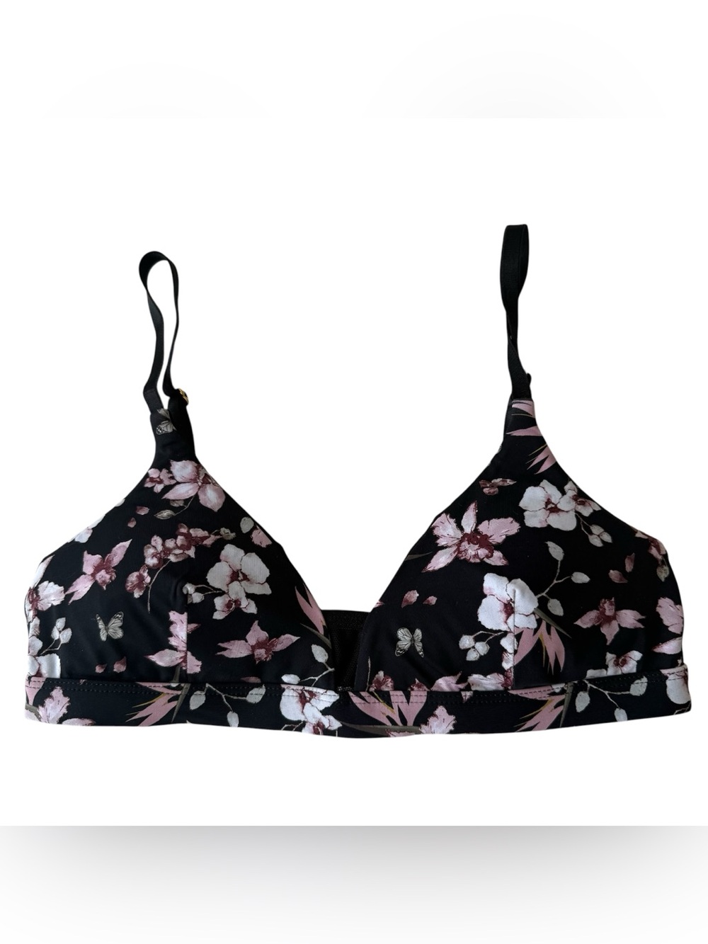 Pepper Black Floral Wireless Bralette - Women's Intimates size XS EUC